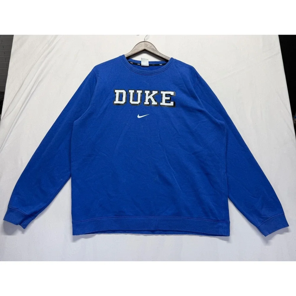 Duke Blue‎ Devils Sweatshirt Mens XL Royal Blue Nike NCAA Graphic Print Ribbed